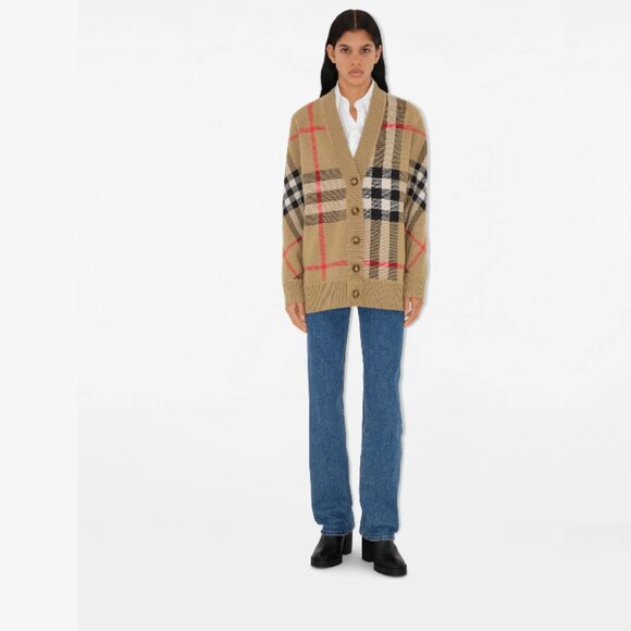 Burberry Vintage Check Wool Blend Cardigan - Picture 1 of 11